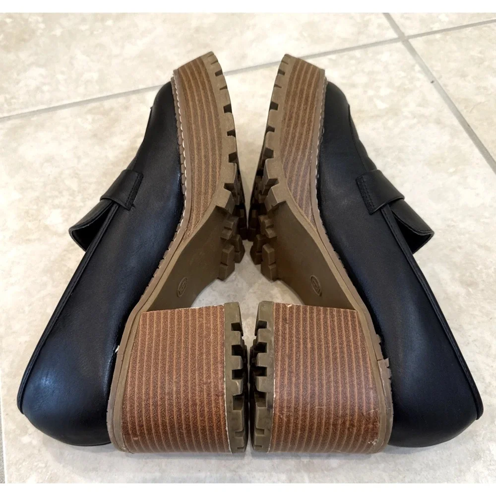 Mia‎ Black Dalilah Smooth Loafer Chunky Platform Lug Sole Block Heel Size 9